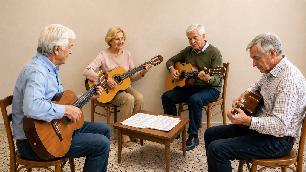 Pon música a tu tiempo. Un espacio para acercarse a la guitarra, aprender de forma progresiva y compartir el gusto por la música en un ambiente cercano y participativo.